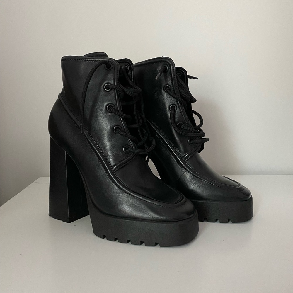 Schutz Taliani Lace Up High Heel Booties